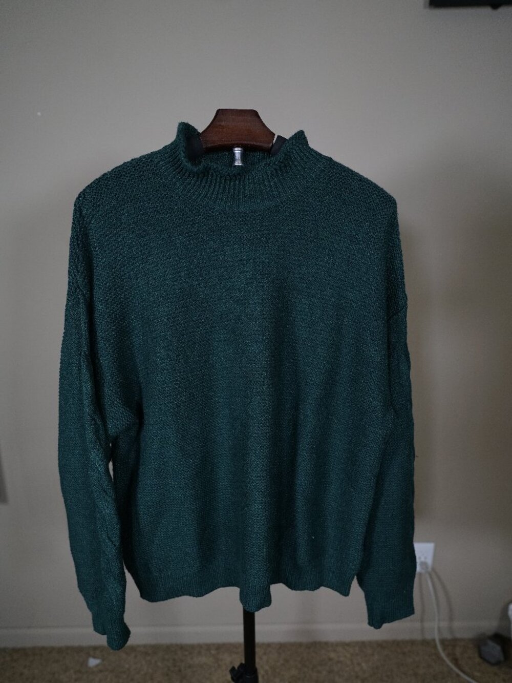 J.Crew Factory Teal Green Mock Neck Textured Knit Sweater XL Cozy Fall Winter - Picture 2 of 7